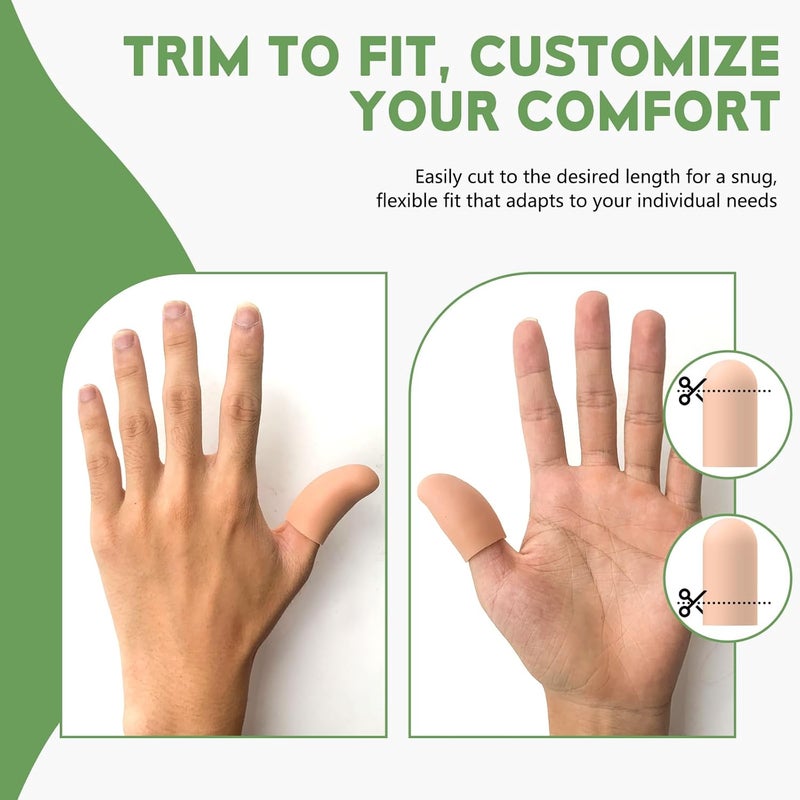 TYTDOUTER Gel Finger Cots for Thumbs, 10 Pcs Silicone Finger Caps, Rubber Finger Protector Covers for Trigger, Arthritis, Cracking, Peeling, Hangnail, Callus and Pain Relief, (Nude, Medium) - Image 3